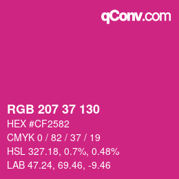 カラーコード: RGB 207 37 130 | qconv.com