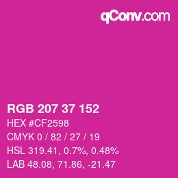 カラーコード: RGB 207 37 152 | qconv.com
