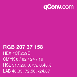 カラーコード: RGB 207 37 158 | qconv.com