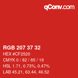 Color code: RGB 207 37 32 | qconv.com