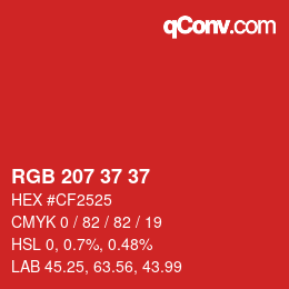 カラーコード: RGB 207 37 37 | qconv.com