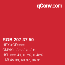 Color code: RGB 207 37 50 | qconv.com