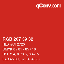 Color code: RGB 207 39 32 | qconv.com