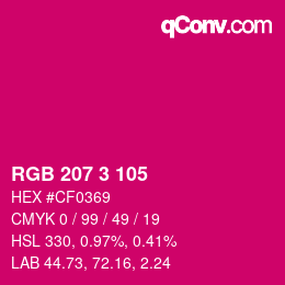 颜色代码: RGB 207 3 105 | qconv.com