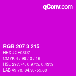 Color code: RGB 207 3 215 | qconv.com