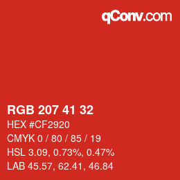 Color code: RGB 207 41 32 | qconv.com