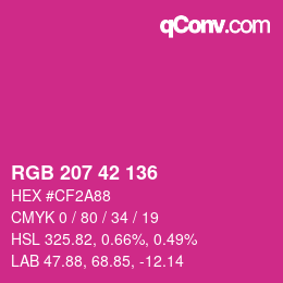 カラーコード: RGB 207 42 136 | qconv.com