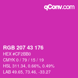 Color code: RGB 207 43 176 | qconv.com