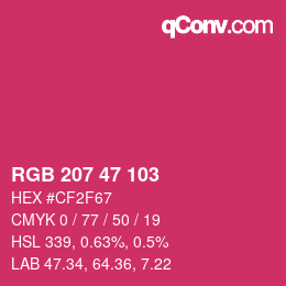 Color code: RGB 207 47 103 | qconv.com