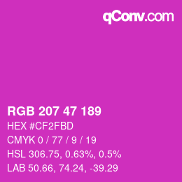 Color code: RGB 207 47 189 | qconv.com