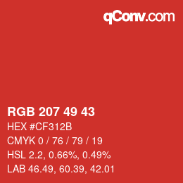 Código de color: RGB 207 49 43 | qconv.com