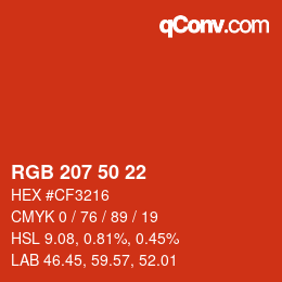 カラーコード: RGB 207 50 22 | qconv.com