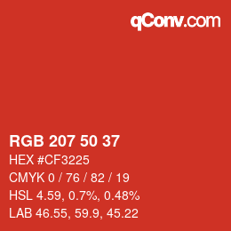 Color code: RGB 207 50 37 | qconv.com