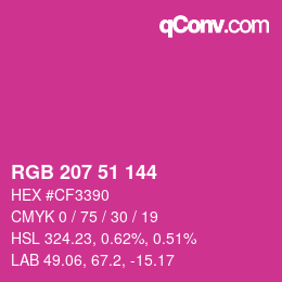 カラーコード: RGB 207 51 144 | qconv.com