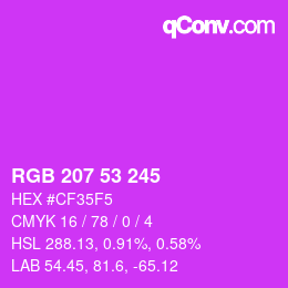 カラーコード: RGB 207 53 245 | qconv.com