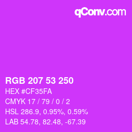 Color code: RGB 207 53 250 | qconv.com