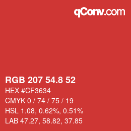 カラーコード: RGB 207 54.8 52 | qconv.com