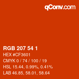 Color code: RGB 207 54 1 | qconv.com