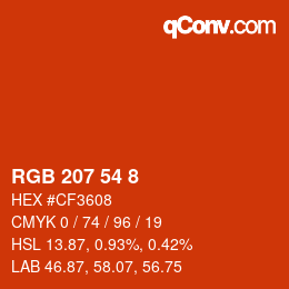 カラーコード: RGB 207 54 8 | qconv.com
