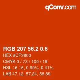 カラーコード: RGB 207 56.2 0.6 | qconv.com