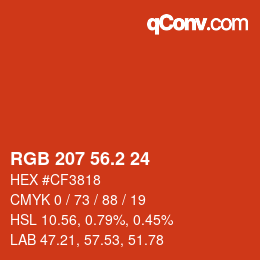 カラーコード: RGB 207 56.2 24 | qconv.com