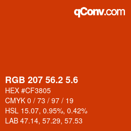 カラーコード: RGB 207 56.2 5.6 | qconv.com