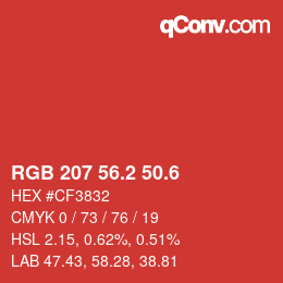 カラーコード: RGB 207 56.2 50.6 | qconv.com