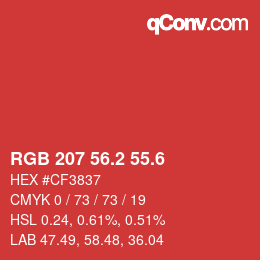 カラーコード: RGB 207 56.2 55.6 | qconv.com