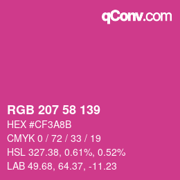 颜色代码: RGB 207 58 139 | qconv.com