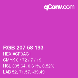 颜色代码: RGB 207 58 193 | qconv.com