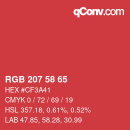 颜色代码: RGB 207 58 65 | qconv.com
