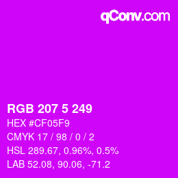 Color code: RGB 207 5 249 | qconv.com