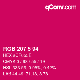 Color code: RGB 207 5 94 | qconv.com