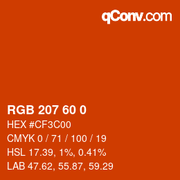 カラーコード: RGB 207 60 0 | qconv.com