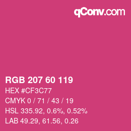 颜色代码: RGB 207 60 119 | qconv.com