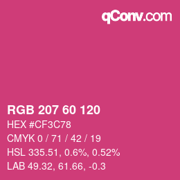 カラーコード: RGB 207 60 120 | qconv.com