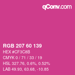 カラーコード: RGB 207 60 139 | qconv.com