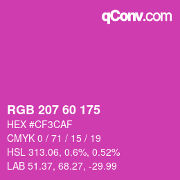 颜色代码: RGB 207 60 175 | qconv.com