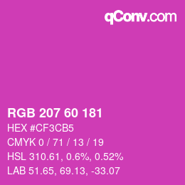 カラーコード: RGB 207 60 181 | qconv.com