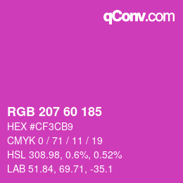 カラーコード: RGB 207 60 185 | qconv.com
