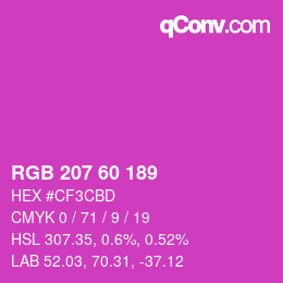 カラーコード: RGB 207 60 189 | qconv.com