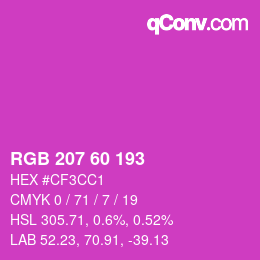 颜色代码: RGB 207 60 193 | qconv.com