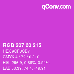 カラーコード: RGB 207 60 215 | qconv.com