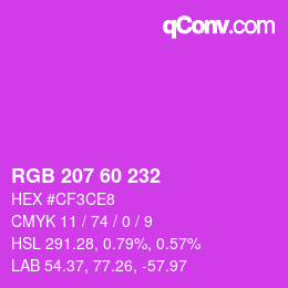 颜色代码: RGB 207 60 232 | qconv.com