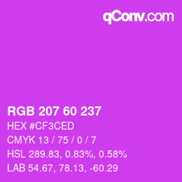 カラーコード: RGB 207 60 237 | qconv.com