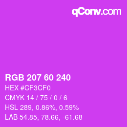 カラーコード: RGB 207 60 240 | qconv.com