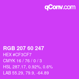 颜色代码: RGB 207 60 247 | qconv.com