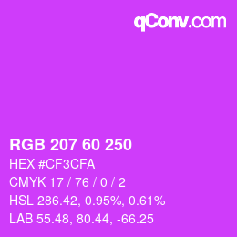 颜色代码: RGB 207 60 250 | qconv.com