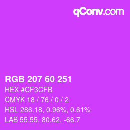 カラーコード: RGB 207 60 251 | qconv.com