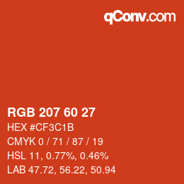 颜色代码: RGB 207 60 27 | qconv.com
